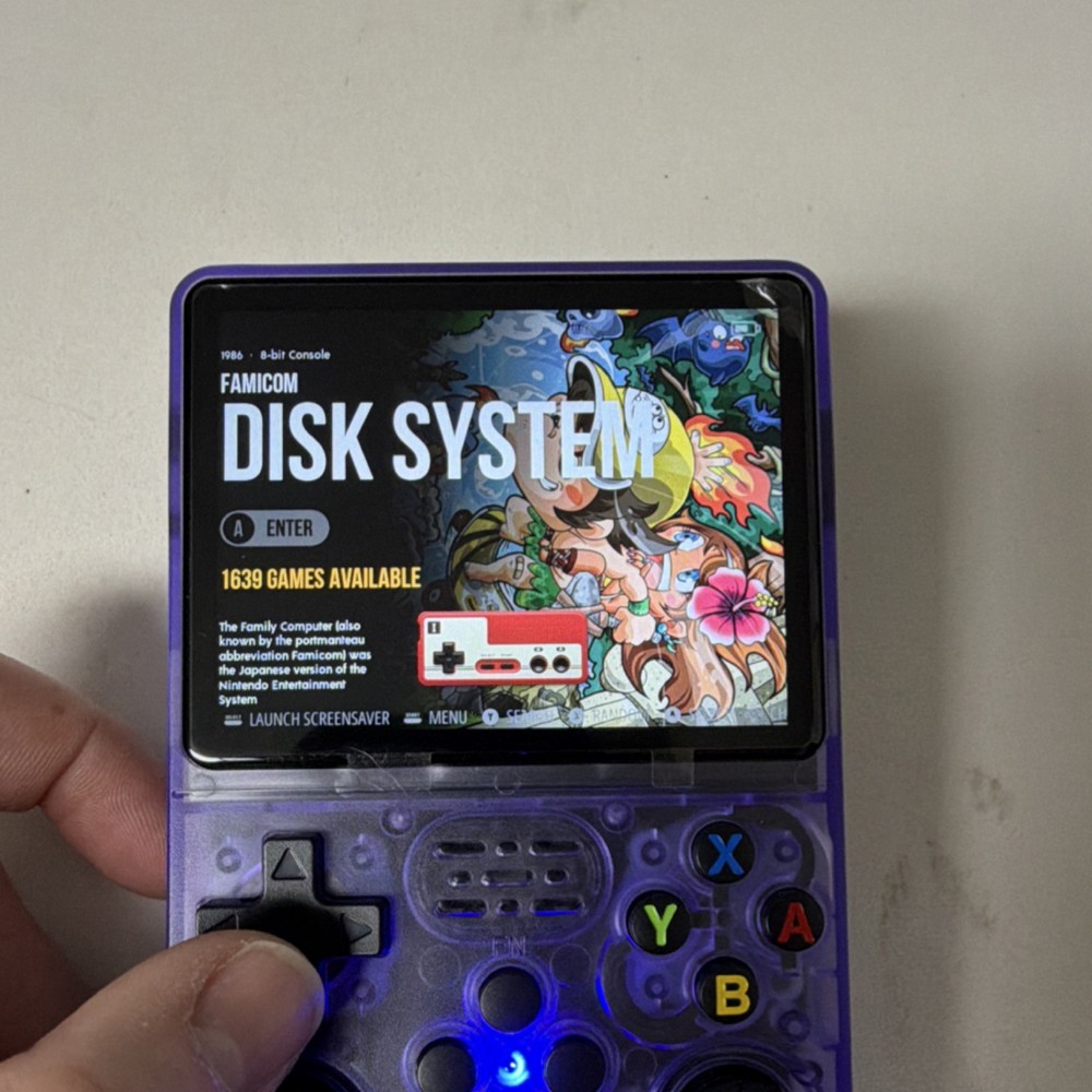 R36S Open Source Handheld Game Console Purple Transparent USB-C