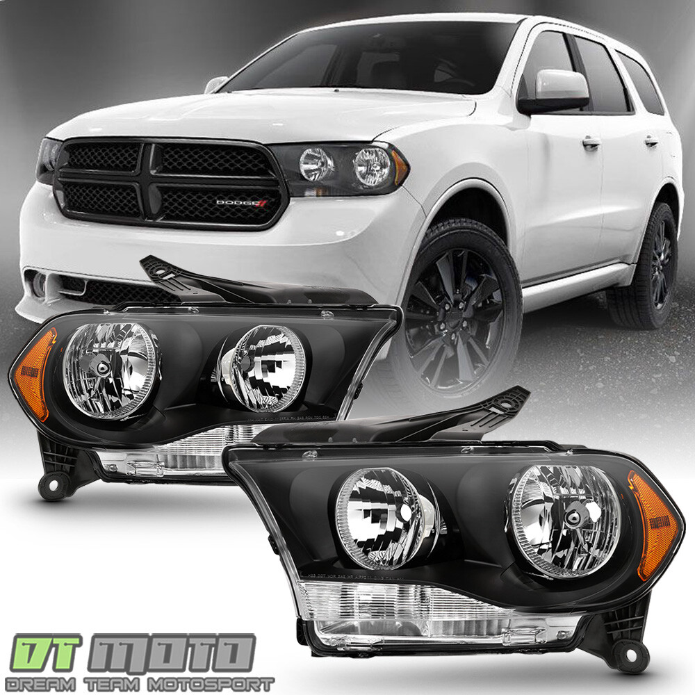 Black 2011 2012 2013 Dodge Durango Headlights Halogen Headlamps Model Left+Right