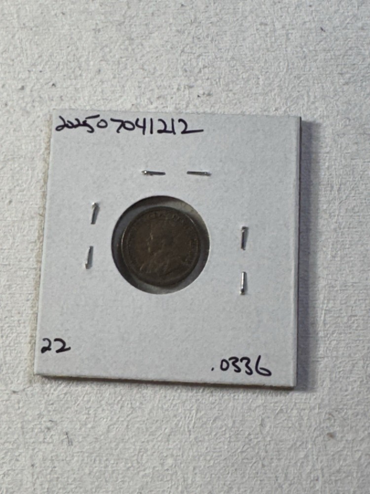 1912 Canada 5 Cents Silver Coin Cleaned