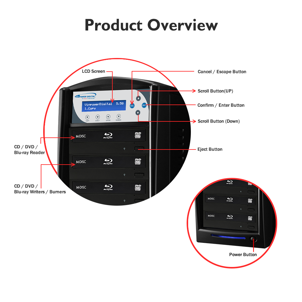 SharkBluCP 9 Target Blu-ray BDXL DVD CD Disc Duplicator with USB 3.0 + 2 TB HDD