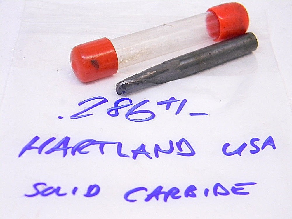 RESHARPENED HARTLAND (USA) SOLID CARBIDE END MILL 2F SINGLE END BALLNOSE .286+/-