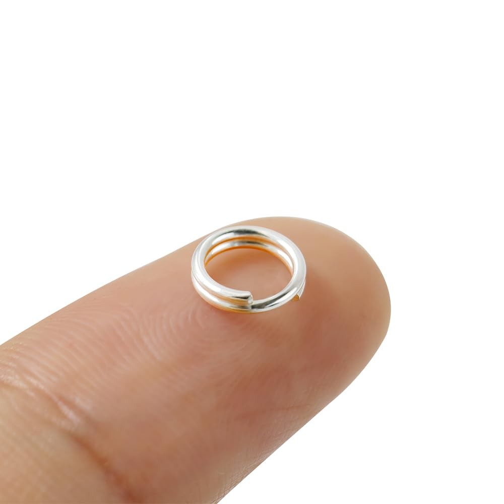 PUTNPC 2 Pcs 925 Sterling Silver Split Jump Ring Connector Charm 6mm, silver