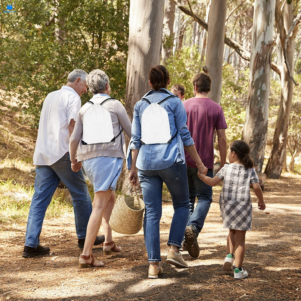 IKAYAS 6 Pcs Drawstring Bags Bulk White Backpack, 6 Pack,