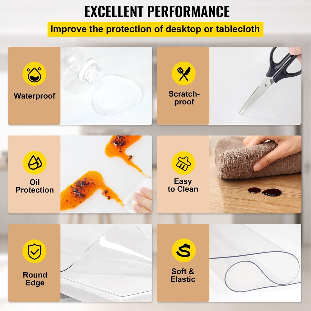 Plastic Table Cover 42 x 72 Inch 1.5 mm Thick Clear Table Protector Rectan