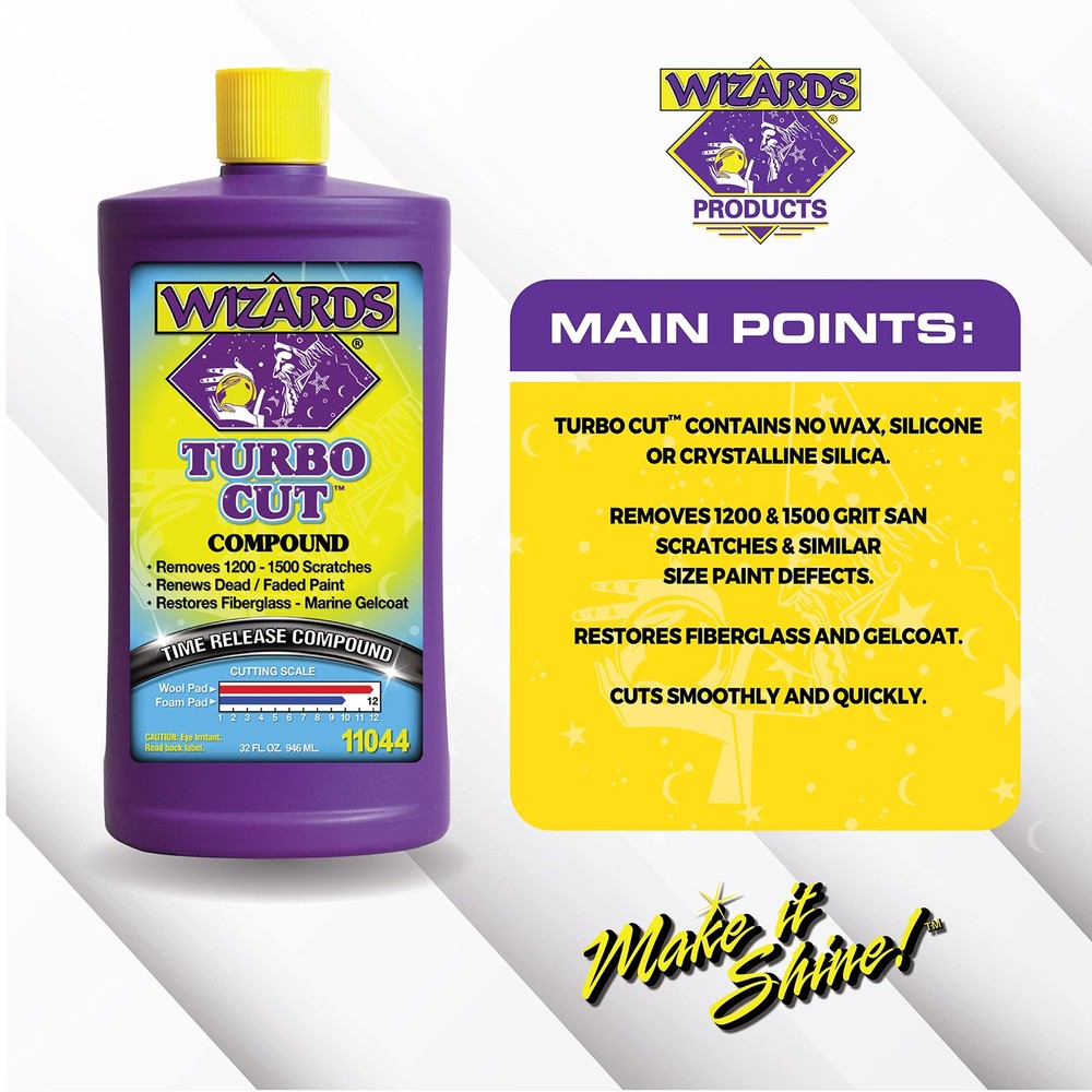 Wizards Turbo Cut Buffing Compound for Car Scratch 32 oz.,