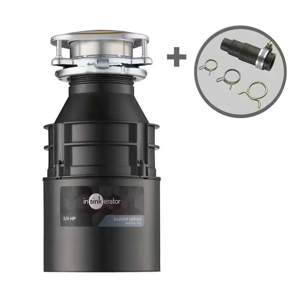 Badger 700, 3/4 HP Continuous Feed Kitchen Garbage Disposal with Dishwasher Conn