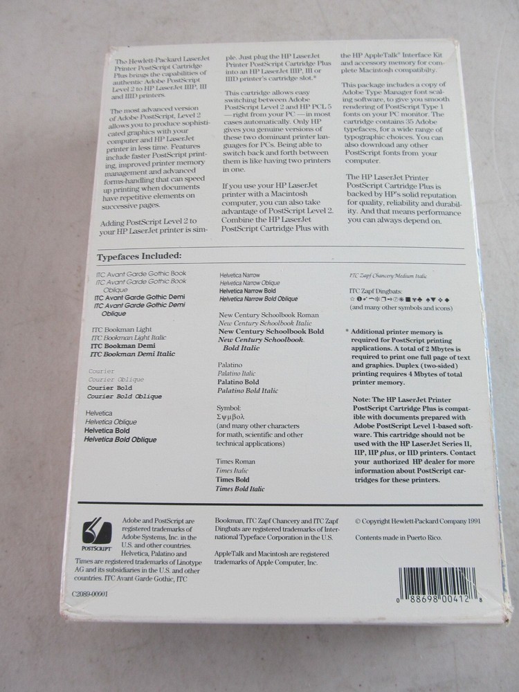 HP Post Script PCL5 Disks w/ Box, Manuals Vintage PC 1990s