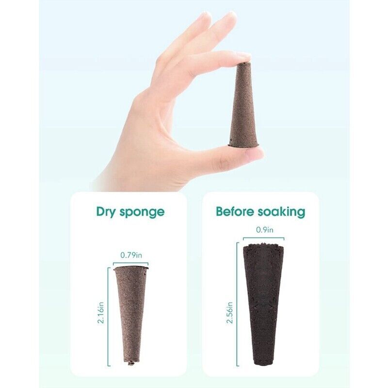 100x Grow Sponge Hydroponics Replacement Seed Starter Pod Plug Root Growth Kit