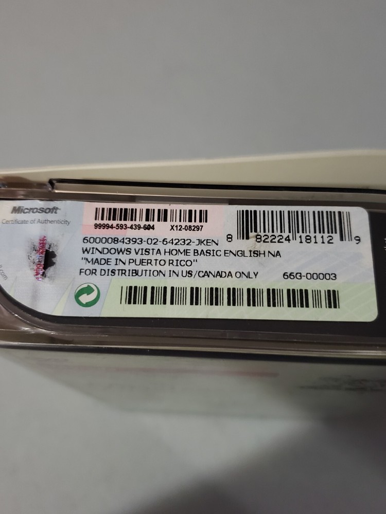 Vintage Microsoft Windows Vista home basic software upgrade 32 bit w/license♤◇♡♧