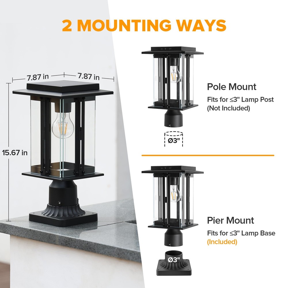 Lutec Solar Post Light 200 Lumens Waterproof