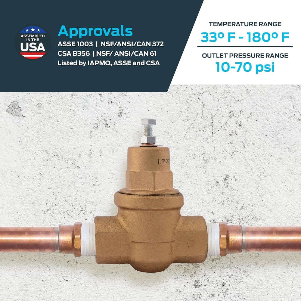 3/4 Inch EB75 FPT X FPT Pressure Regulator Valve (PRV), 45 PSI, 23000-0045