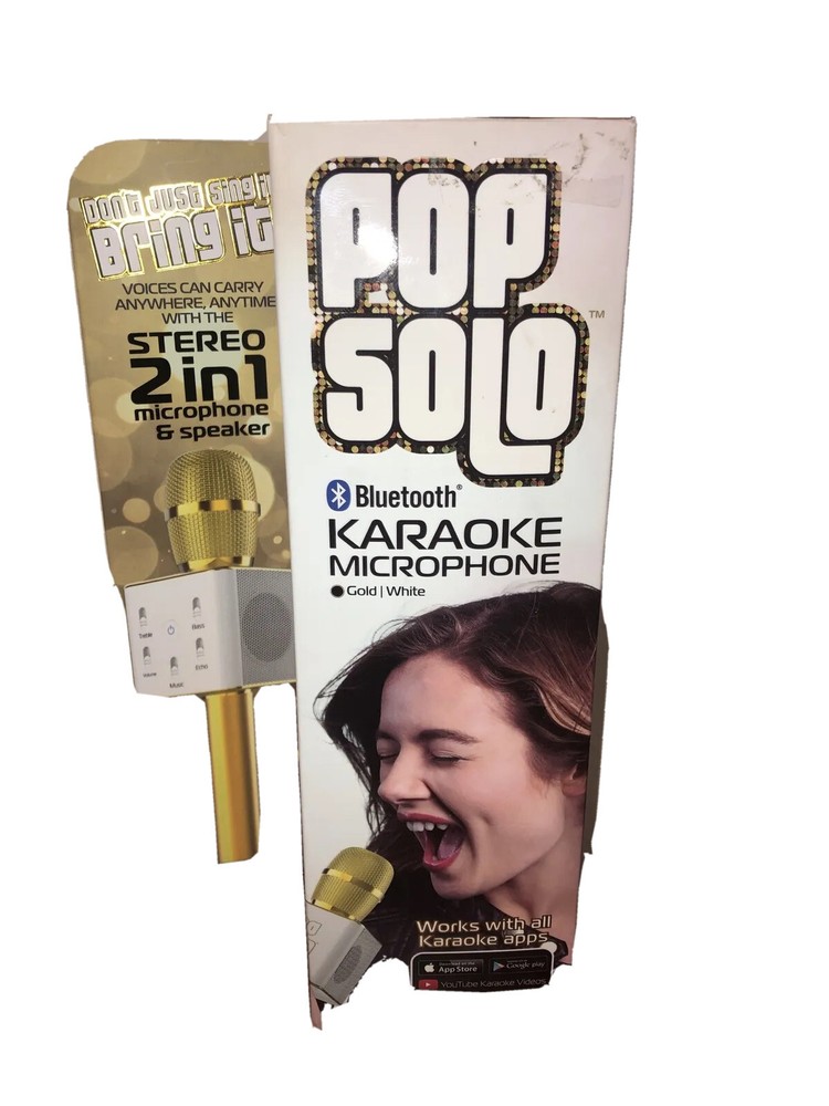 Pop Solo Bluetooth Karaoke Microphone Rose Gold/White