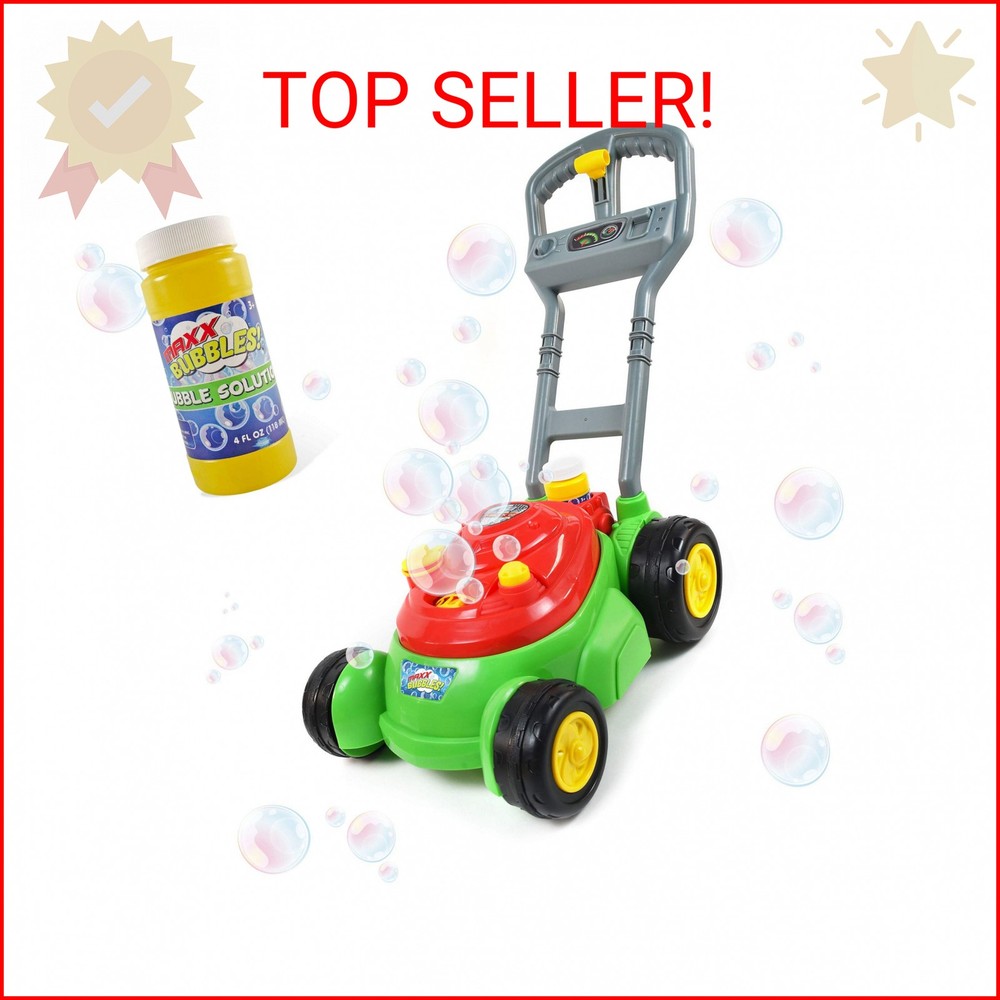 Maxx Bubbles Deluxe Bubble Lawn Mower Toy – Includes 4oz Bubble Solution | Outdo