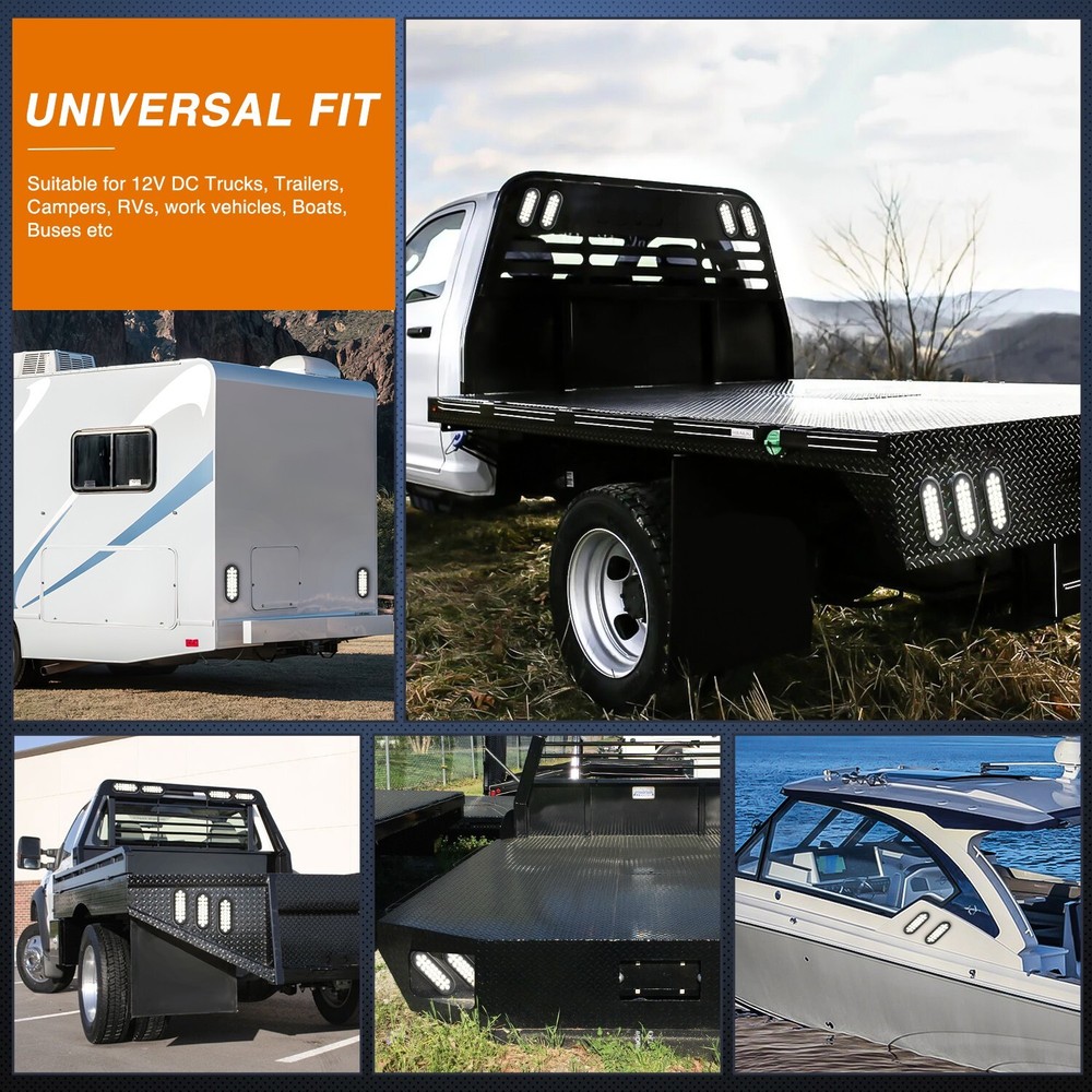 Nilight 6Inch Oval Trailer Tail Light 2PCS White 24LED Back Up Reverse Light