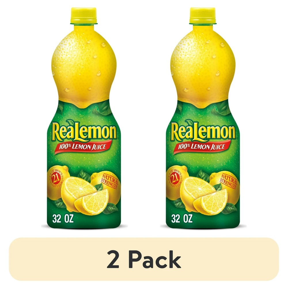 (2 pack) ReaLemon 100% Lemon Juice, 32 fl oz bottle