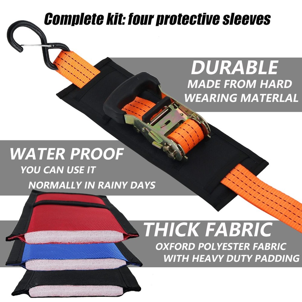 4 Pack Universal Tie Down Strap Protector Sleeve Ratchet Strap Protector Slee...
