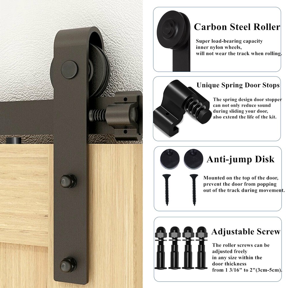 6.6 FT Sliding Barn Wood Door Basic Sliding Track Hardware Kit (Basic"J")