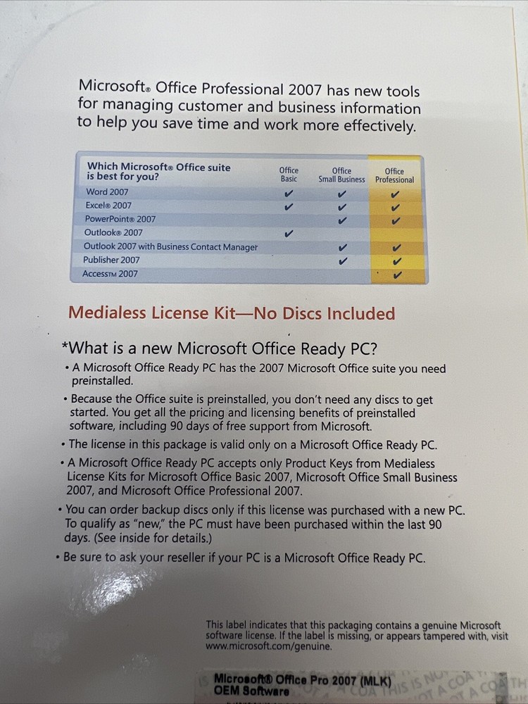 Microsoft Office 2007 Professional Full Version+Product Key Accounting No CD