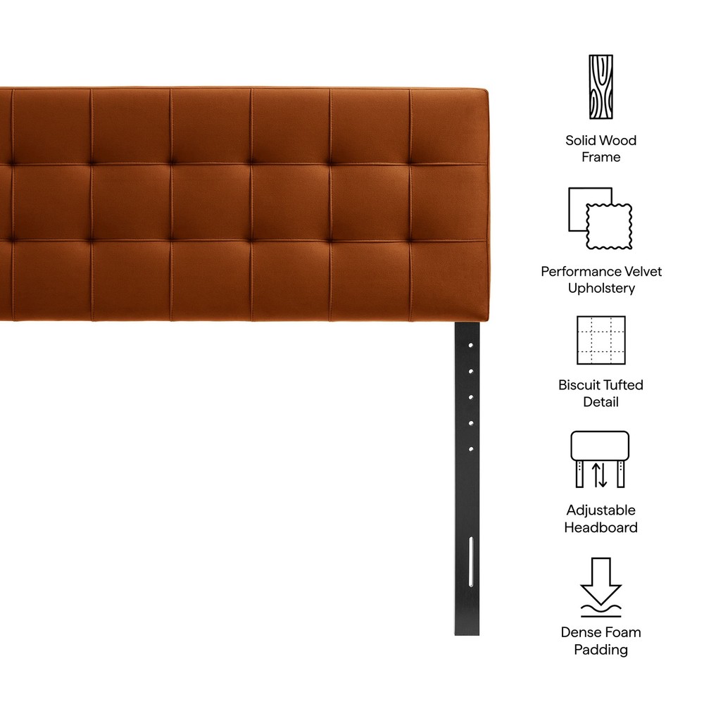 Lily Stain-Resistant Performance Velvet Full Size Headboard in Rust