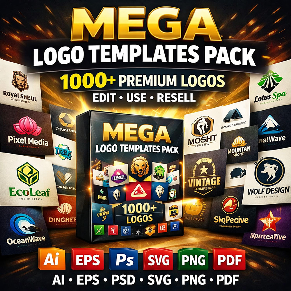 MEGA Logo Templates Pack – 1000+ Premium Logos 🔥