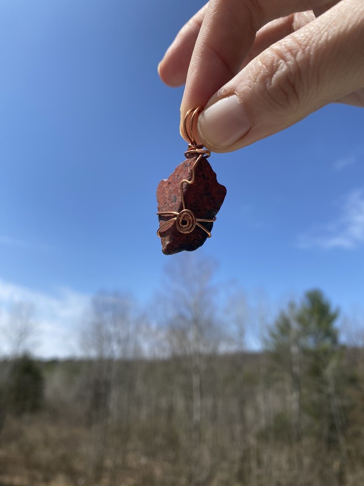 Natural Crimson Cuprite Copper Wrapped Pendant