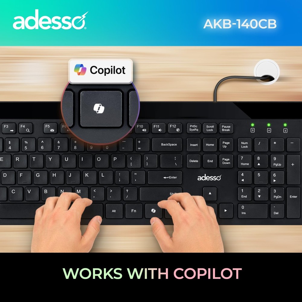 AKB-140CB USB Keyboard Mouse Combo 104 Key Optical Quiet Keys