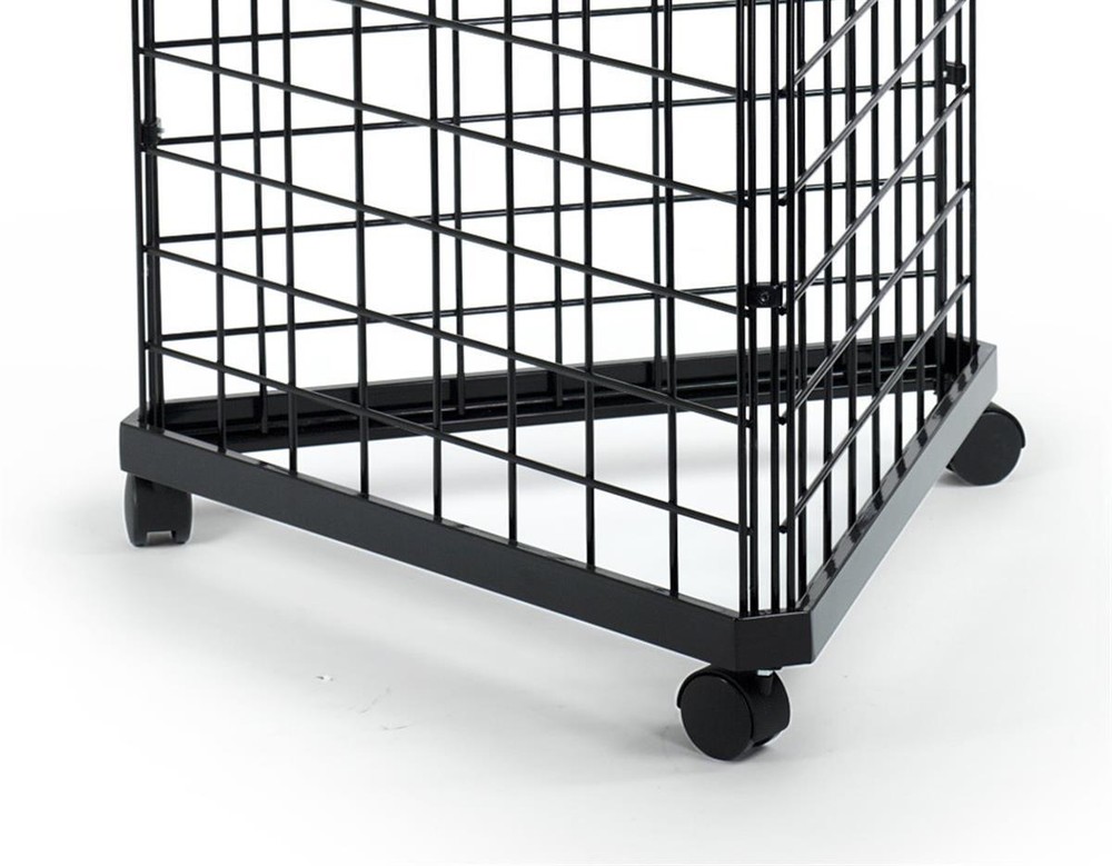 Wire Grid Triangle Tower Display Rack Casters Rolling Castors Black 2' x 5 ½' H