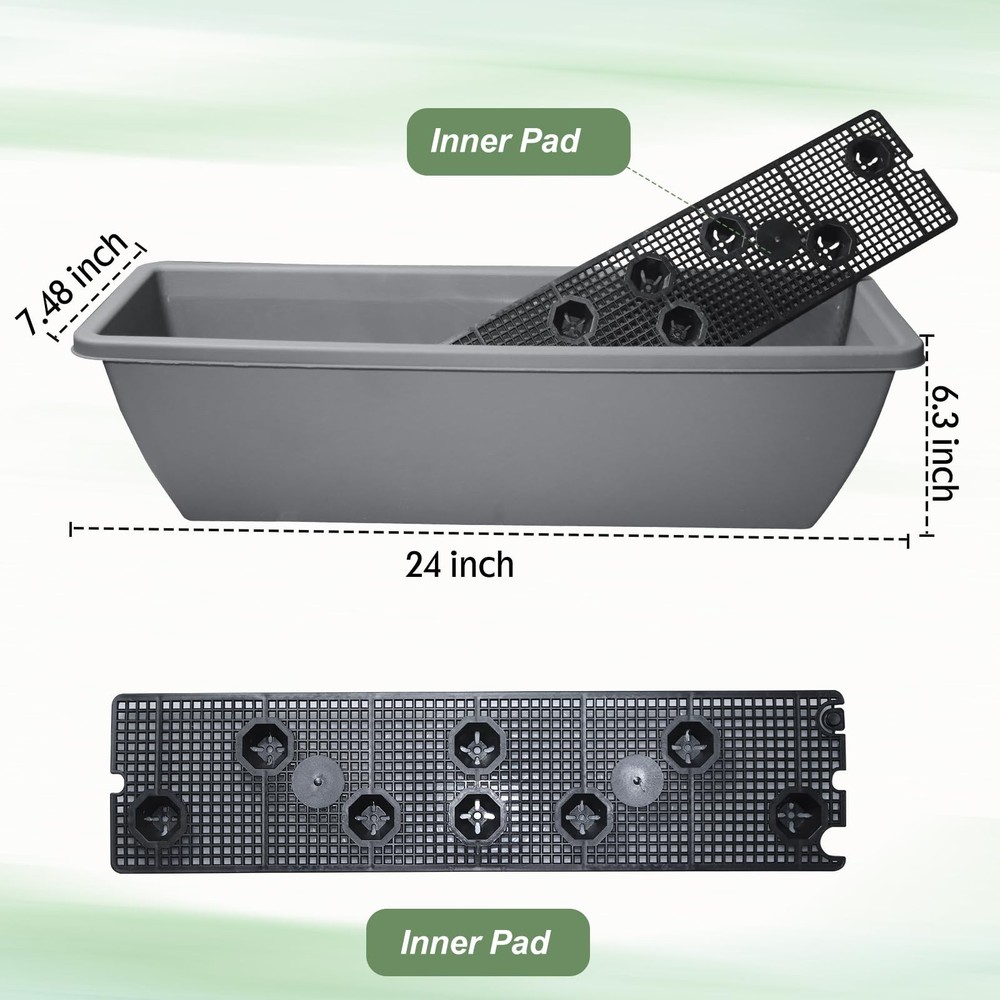 6 Pcs 24 inch Window Box Planter, Large Rectangular Flower Planter Boxes with...