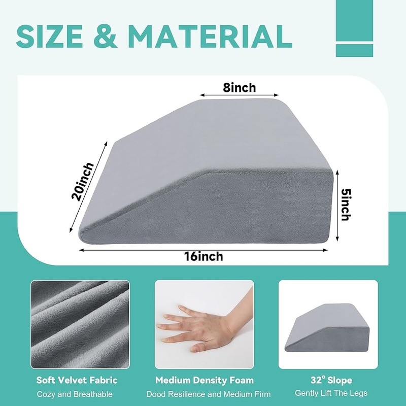 Ergonomic Leg Pillow Thick Foam Support Comfortable Elevation Calf Relief New