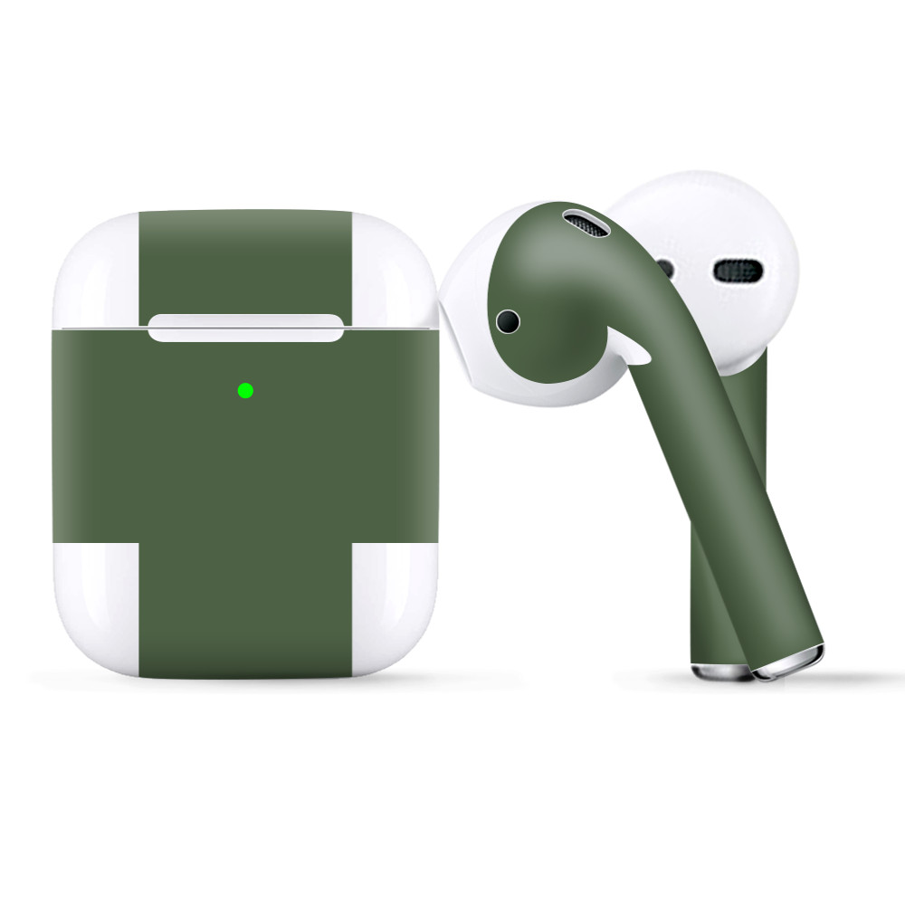 Skins Wraps compatible for Apple Airpods  Solid Olive Green