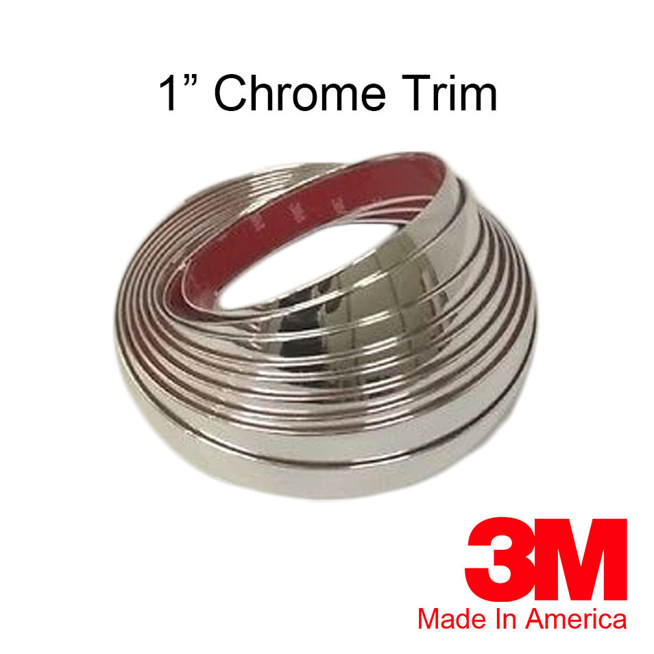 UNIVERSAL 1" CHROME RUNNING BOARD SIDE STEP BAR MOLDING FLEXIBLE ABS TRIM