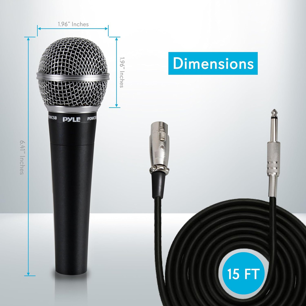Handheld Microphone PDMIC58 - Dynamic Moving Coil Cardioid Unidirectional Includ