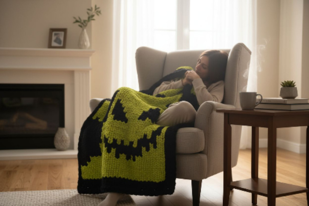 "Oogie Boogie Nights" Chunky Knit Blanket | Digital PDF Step by Step Pattern