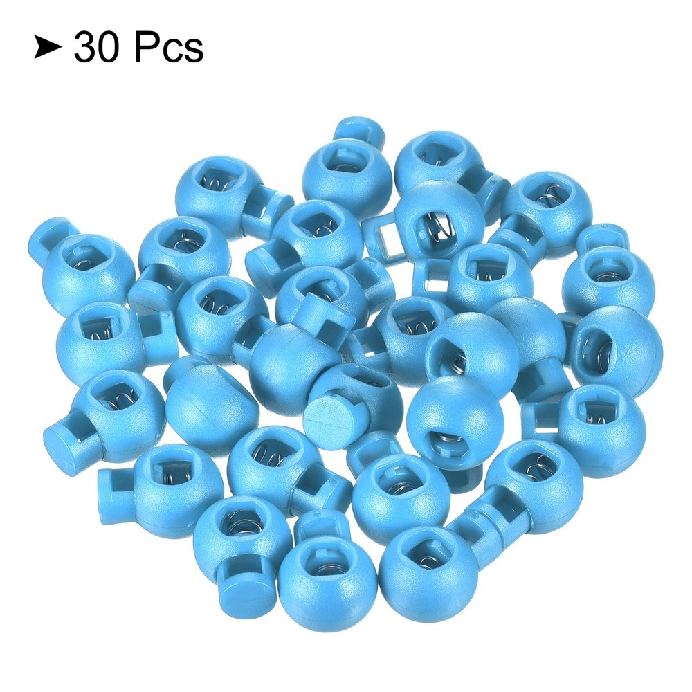 Cord Locks, 30 Pack Ball Spring Toggle Stopper, Lake Blue