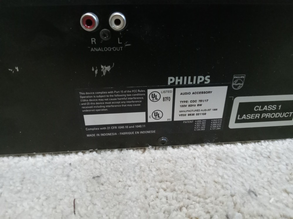 Philips CDC 751 Compact Disc Carousel Changer - No Remote or Cables