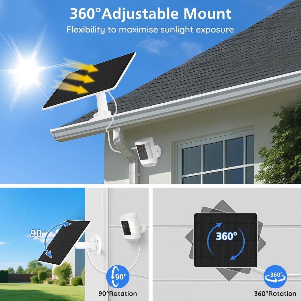 Solar Panel for Ring Camera, Charger Compatible with White
