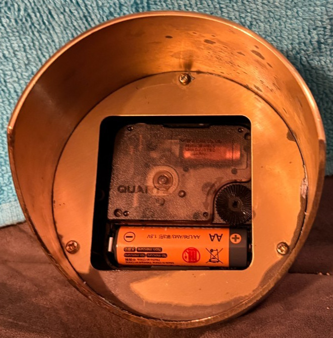 VTG Brass Bell Clock Co.-Ship's Bell Strike Quartz Battery Clock Untested-RUNS