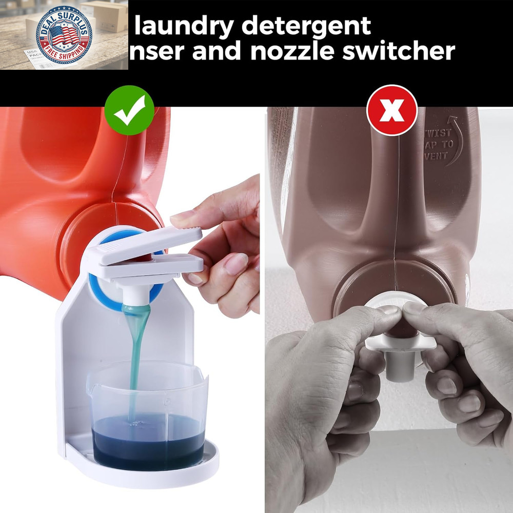 [2 Pack] Laundry Detergent Dispenser Cup Holder & Nozzle Force-Saving Switch, So