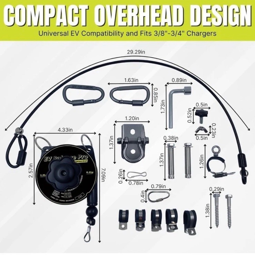 EV Overhead Retractable Organizer Management System for Tesla Adjustable Tension