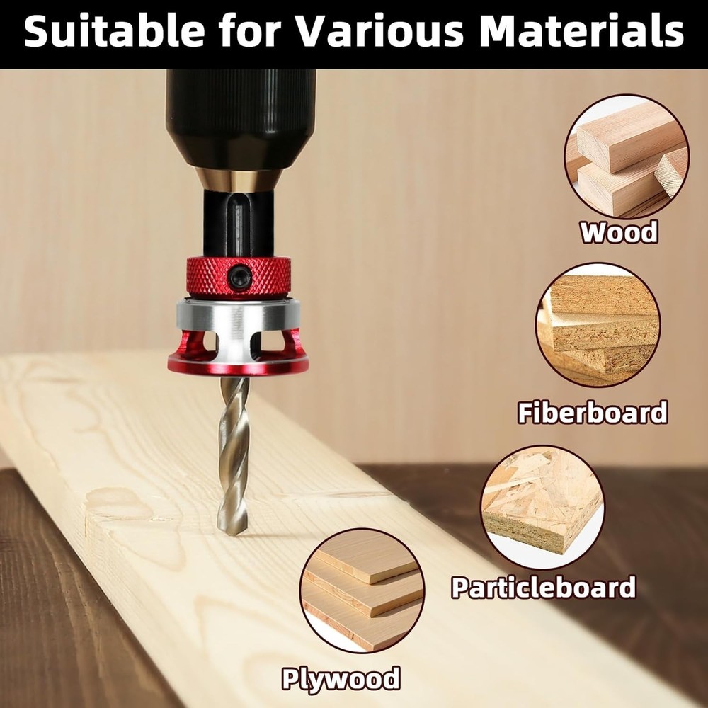 4PCS Countersink Drill Bit Set with Adjustable Depth Stop M2 HSS Woodworking Bit