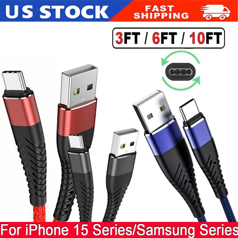 For iPhone 17 Pro Max 15 Plus USB-A Cable Fast Braid Type C Charging Data Cord