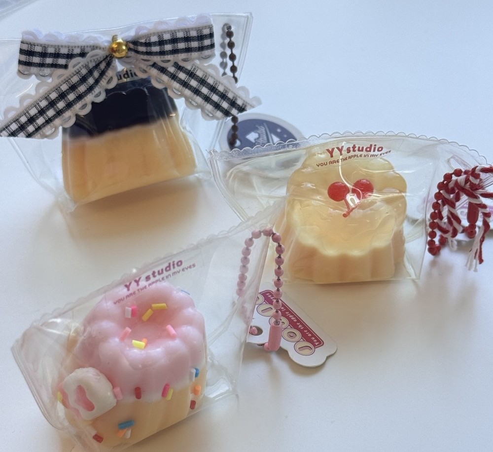 Pudding Canele Foam Squeeze Ball Stress Reliever with Keychain Attachment