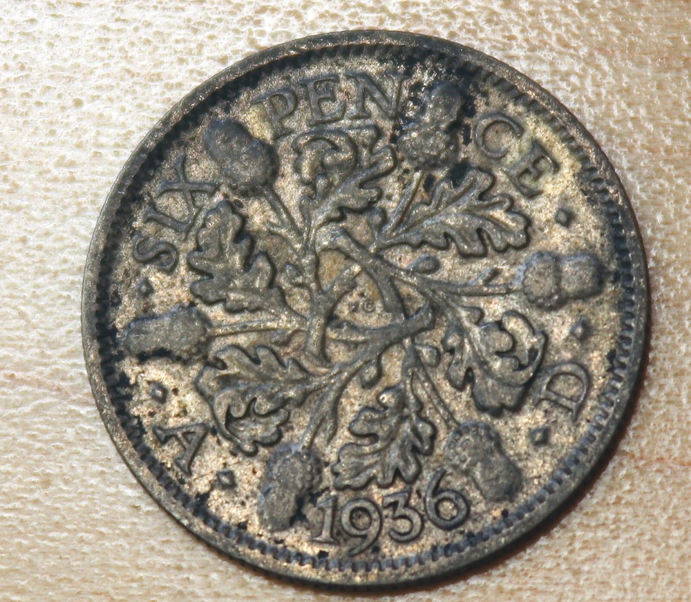 1936 Great Britain 6 Pence Silver