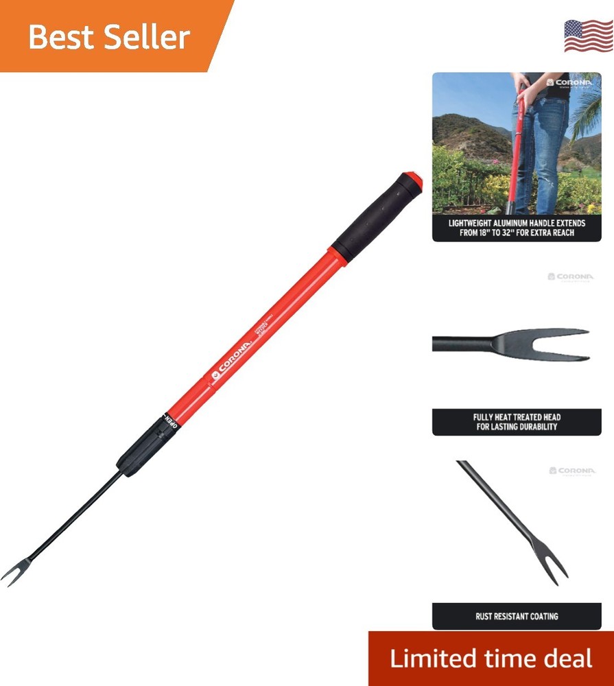 GT3040 Extendable Handle Weeder - Adjustable 18-32 Inch Red Garden Tool