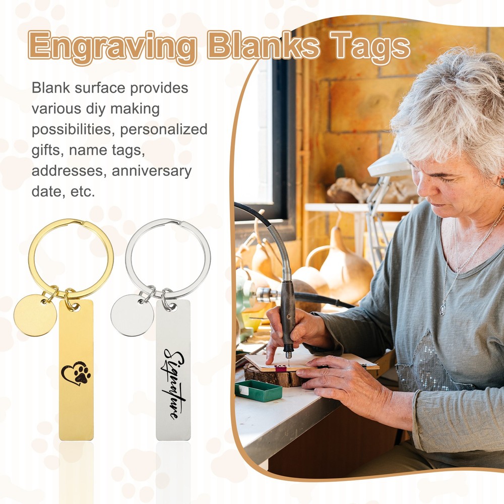 15Pcs Metal Engraving Keychain Blanks, Gold Tone/Silver Tone(Rectangular)