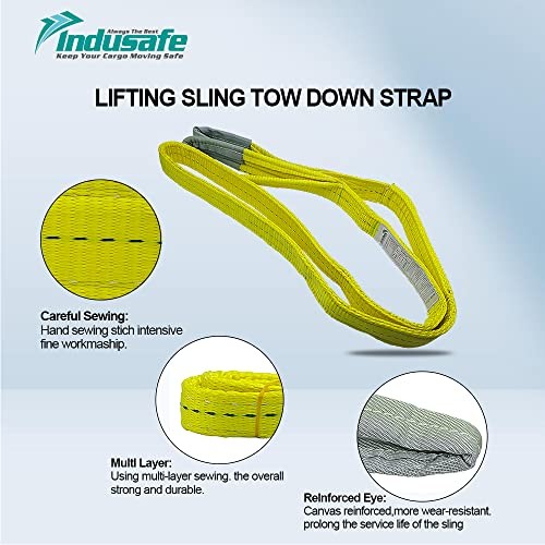 2" x 6’ Poly Web Sling Lifting Strap for 6ft Yellow - Vertical Capacity 6200LBS