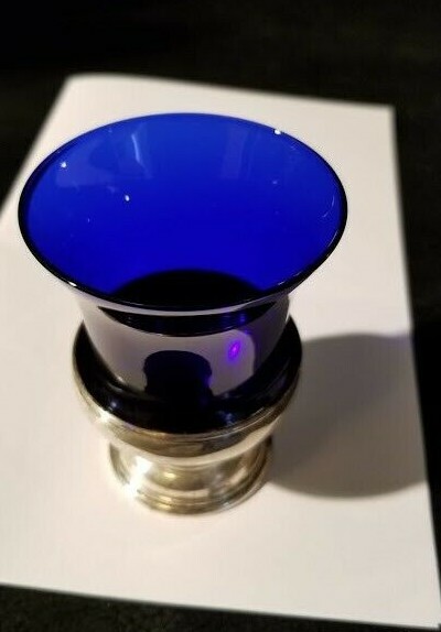 Sterling Silver and Cobalt Blue Boardman 212 Cordial Cup