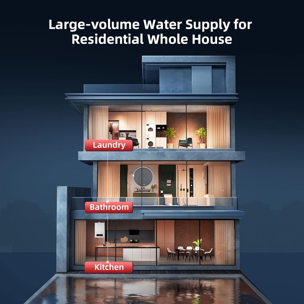 MIZUDO 170,000 BTU Tankless Water Heater Natural Gas Indoor For Shower Kitchen