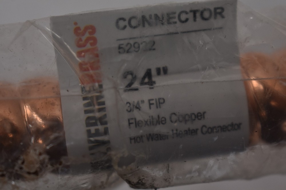 Wolverine Brass Flexible Copper Water Heater Connector 3/8" OD x 1/2" 52922