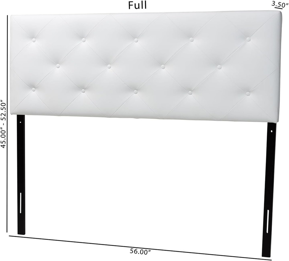 Modern White Faux Leather Full Headboard by Baltimore